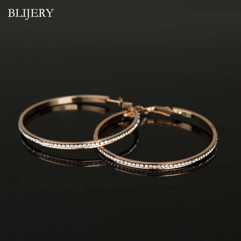 BLIJERY Sparkling Rhinestones Hoop Earrings Simple Big Circle Earrings Silver Gold Color Hoop Earrings For Women Wedding Party
BLIJERY Sparkling Rhinestones Hoop Earrings Simple Big Circle Earrings Silver Gold Color Hoop Earrings For Women Wedding Party