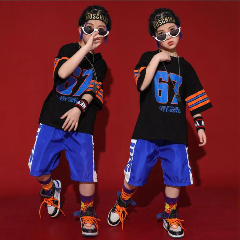 Фото Boys Jazz Dance Costumes Girls Children Hip Hop Kids dancing Clothing Dancing Top Pants Stage street wear | Тематическая одежда и