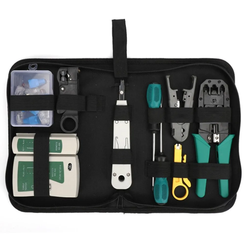 Professional Compact LAN Network Tool Kit Network Installation Tools Cable Tester Crimper Stripper Tool Bag Set
Professional Compact LAN Network Tool Kit Network Installation Tools Cable Tester Crimper Stripper Tool Bag Set