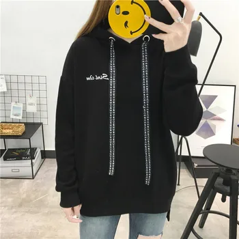 Long Sleeves Hooded Drawstring Sweatshirts Female Fashion Letter Tops Clothes Autumn Winter Women Loose Hooded Pullover
Long Sleeves Hooded Drawstring Sweatshirts Female Fashion Letter Tops Clothes Autumn Winter Women Loose Hooded Pullover