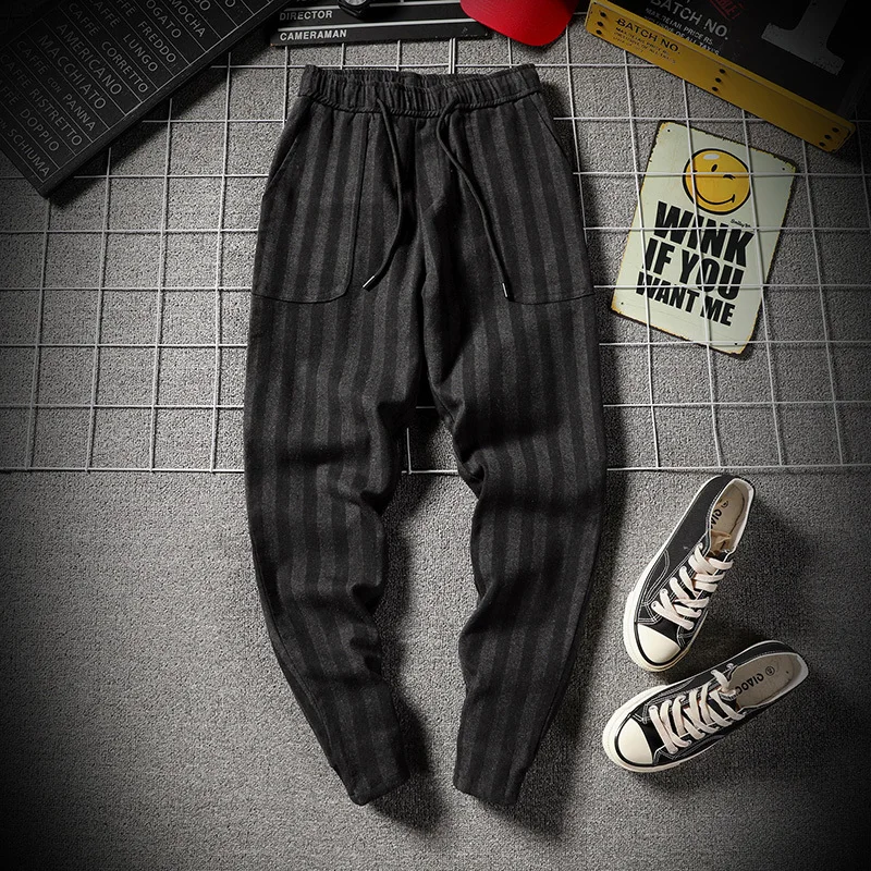Fashion Casual Men's Trousers Autumn And Winter New M-5XL Striped Material Loose Feet Pants Black Personality Youth Popular
Fashion Casual Men's Trousers Autumn And Winter New M-5XL Striped Material Loose Feet Pants Black Personality Youth Popular