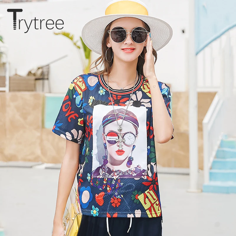 Trytree Summer Casual Print Floral Women T-Shirt Female O-Neck Short Sleeve Top High Street Fashion t-shirt Women dropshipping
Trytree Summer Casual Print Floral Women T-Shirt Female O-Neck Short Sleeve Top High Street Fashion t-shirt Women dropshipping
