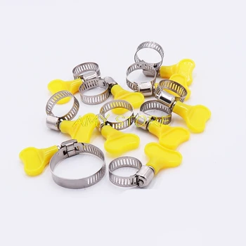 10pcs Adjustable Yellow Plastic Handle Hand Twist Hose Clamps Pipe Clips Worm Driving 304 Stainless steel 8-44mm
10pcs Adjustable Yellow Plastic Handle Hand Twist Hose Clamps Pipe Clips Worm Driving 304 Stainless steel 8-44mm