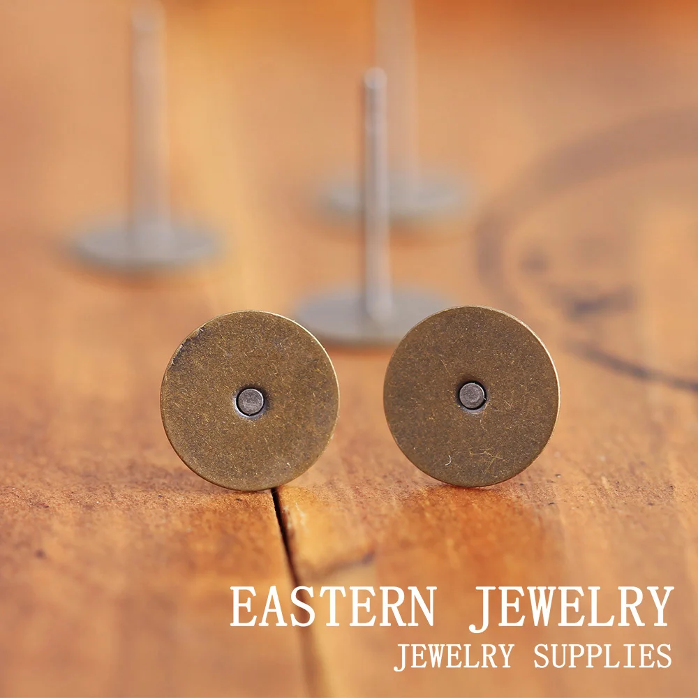 100pcs 8mm Antique Bronze Ear Studs Setting Base Earring Finding 2015 New Free Shipping | Украшения и аксессуары