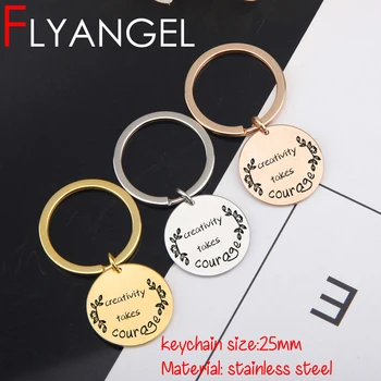 FLYANGEL Inspirational Keychain Engraved Creativity Takes Courage Cute Mini Keyring Bag Charm Friend Family Gifts
FLYANGEL Inspirational Keychain Engraved Creativity Takes Courage Cute Mini Keyring Bag Charm Friend Family Gifts