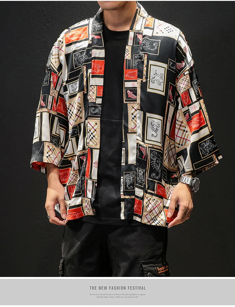 Korean Oversized Shirt Men Short Sleeve Vintage Summer Mens Shirts (39)