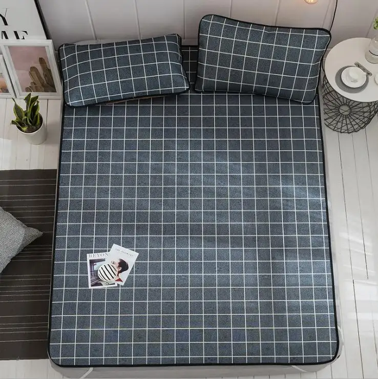 Fashion grid Summer Sleeping Bed Mat Foldable Bed Sheet Children Bed Mattress Protector Cover Summer Ice Silk Sleep Mat Set
Fashion grid Summer Sleeping Bed Mat Foldable Bed Sheet Children Bed Mattress Protector Cover Summer Ice Silk Sleep Mat Set