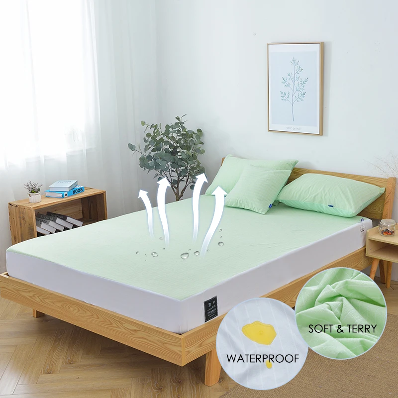 Solid Color Waterproof Mattress Cover Terry Mattress Protector Pad Striped Fitted Sheet Dust Mites For Bed Mattress Green
Solid Color Waterproof Mattress Cover Terry Mattress Protector Pad Striped Fitted Sheet Dust Mites For Bed Mattress Green