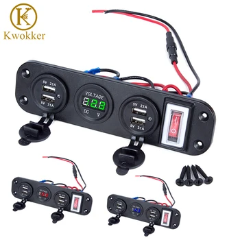 Car Charger 4pcs USB Port Socket 5V 2.1A + LED Voltmeter+ ON-OFF Toggle Switch 4 in 1 for Car Boat Marine Truck Camper Vehicles
Car Charger 4pcs USB Port Socket 5V 2.1A + LED Voltmeter+ ON-OFF Toggle Switch 4 in 1 for Car Boat Marine Truck Camper Vehicles