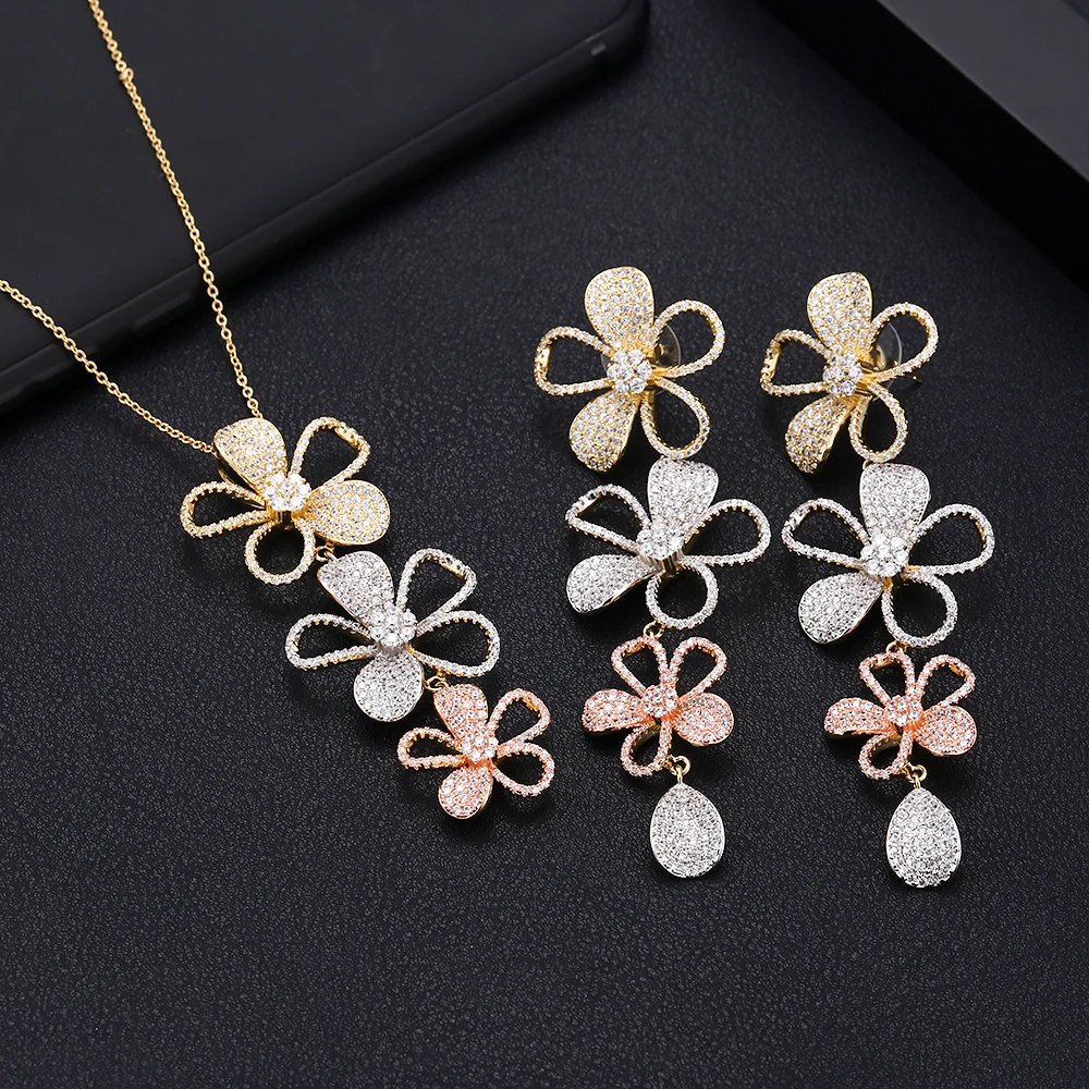 Accking Luxury three Flower shape Women Wedding Cubic Zirconia Choker Necklace Earring Dubai Jewelry Set Jewellery Addict
Accking Luxury three Flower shape Women Wedding Cubic Zirconia Choker Necklace Earring Dubai Jewelry Set Jewellery Addict