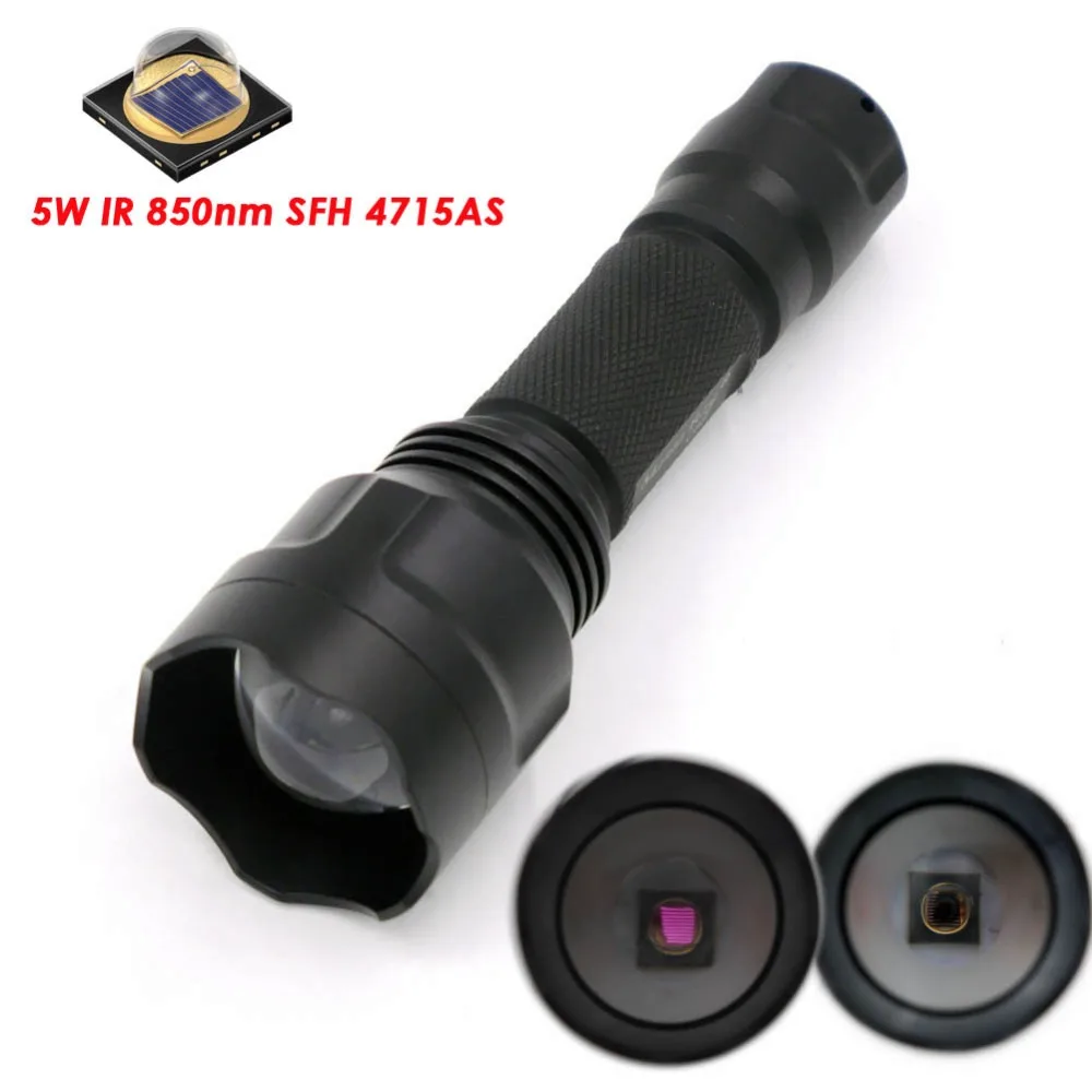 

IR 850nm 5w Oslon Black series SFH 4715AS Night Vision OSRAM Infrared Zoomable LED Hunting Flashlight Torch