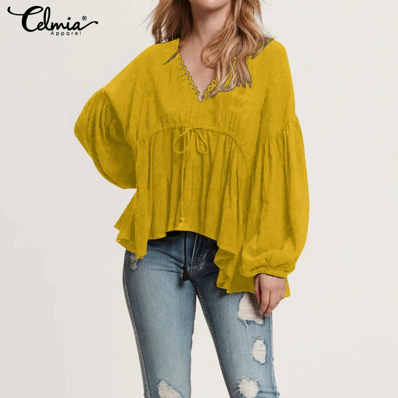 Vintage Asymmetrical Tunic Tops Women Fashion Lace Blouses Celmia 2019 Sexy V Neck Casual Long Sleeve Shirts Ruffle Blusas S-5XL
Vintage Asymmetrical Tunic Tops Women Fashion Lace Blouses Celmia 2019 Sexy V Neck Casual Long Sleeve Shirts Ruffle Blusas S-5XL