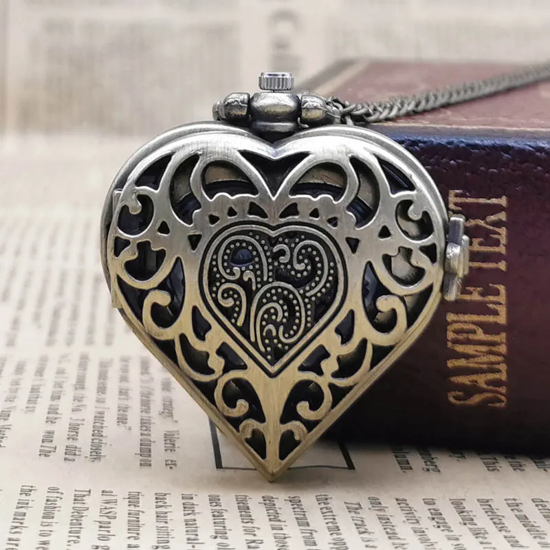 Vintage Silver Bronze Hollow Heart-shaped Quartz Pocket Watch Necklace Pendant Women Ladies Jewelry Gift
Vintage Silver Bronze Hollow Heart-shaped Quartz Pocket Watch Necklace Pendant Women Ladies Jewelry Gift