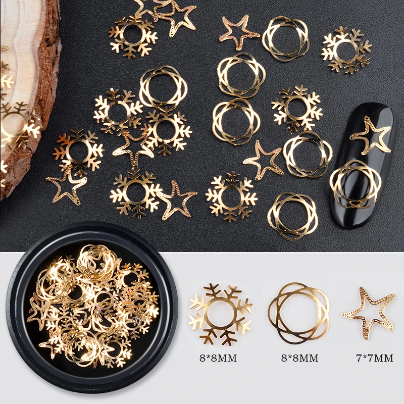 1 Box Gold Metal Rivets 3D Nail Decoration Mix Snowflake Heart Star Metal Slice Tips Manicure Nail Art Decorations
1 Box Gold Metal Rivets 3D Nail Decoration Mix Snowflake Heart Star Metal Slice Tips Manicure Nail Art Decorations