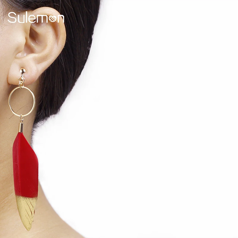 Red Feather Earrings Non Pierced Ear Clips Fashion Gilding Feathers Clip Earrings Without Piercing Women Long Earring CE228
Red Feather Earrings Non Pierced Ear Clips Fashion Gilding Feathers Clip Earrings Without Piercing Women Long Earring CE228