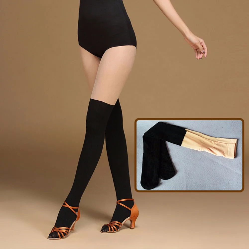 

2017 New Adult Women Latin Dance Accessories Bottoms Sock Stockings Black Flesh Pratice Stage Velvet Yarn Leggings FF6320