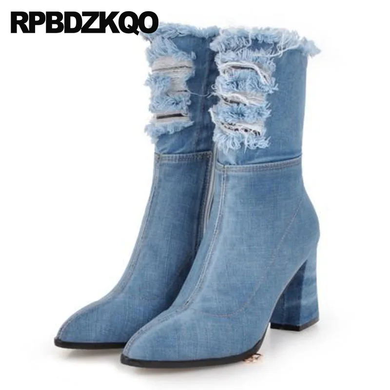 blue denim boots ladies