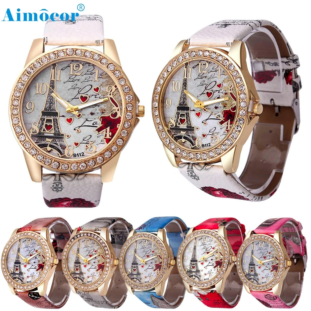 High Quality Fashion Quartz Vogue Wrist Watches Diamond Eiffel Tower Pattern Leather Band Analog Z508
High Quality Fashion Quartz Vogue Wrist Watches Diamond Eiffel Tower Pattern Leather Band Analog Z508