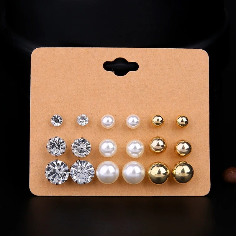 9 Pairs/lot Fashion Simulated Pearl & Crystal Stud Earrings Set for Women Minimalist Ball Ear Studs Pusety Aros Wholesale
9 Pairs/lot Fashion Simulated Pearl & Crystal Stud Earrings Set for Women Minimalist Ball Ear Studs Pusety Aros Wholesale