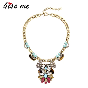 KISS ME Antique Gold Color Chain Alloy Vintage Necklace Colorful Geometric Crystal Pendant Necklace Collier Femme
KISS ME Antique Gold Color Chain Alloy Vintage Necklace Colorful Geometric Crystal Pendant Necklace Collier Femme