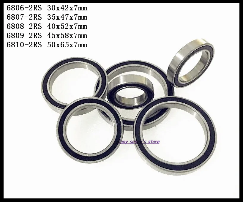 10pcs 6809-2RS 45x58x7 mm Black Rubber Sealed Ball Bearing Bearings 6809RS