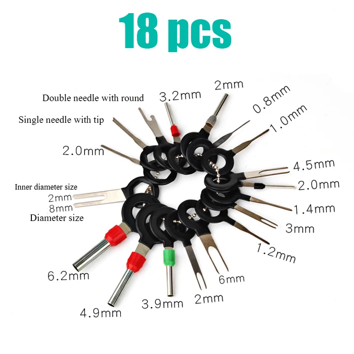 11pcs / 18pcs stainless steel car plug circuit board terminal harness retractor extraction pick-up connector removal tool
11pcs / 18pcs stainless steel car plug circuit board terminal harness retractor extraction pick-up connector removal tool