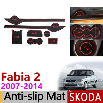 

Anti-Slip Gate Slot Mat Rubber Cup Mats Coaster for Skoda Fabia 2 2007 - 2014 5J MK2 Combi Accessories Stickers 2008 2010 2011