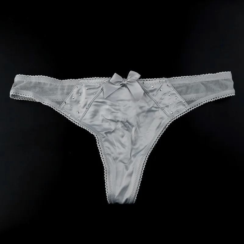 Women Panties,Thongs OneSize Fits S-L Black W/silver Metallic Ornamentation
