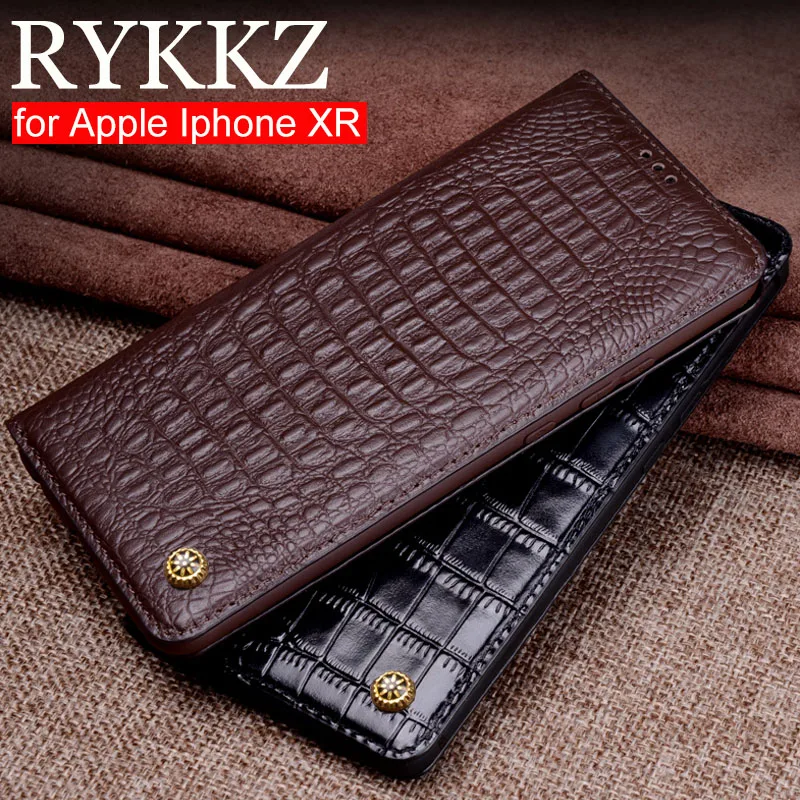 Флип-чехол RYKKZ из натуральной кожи для Apple Iphone XR Магнитный чехол XS Max Чехлы кожаный