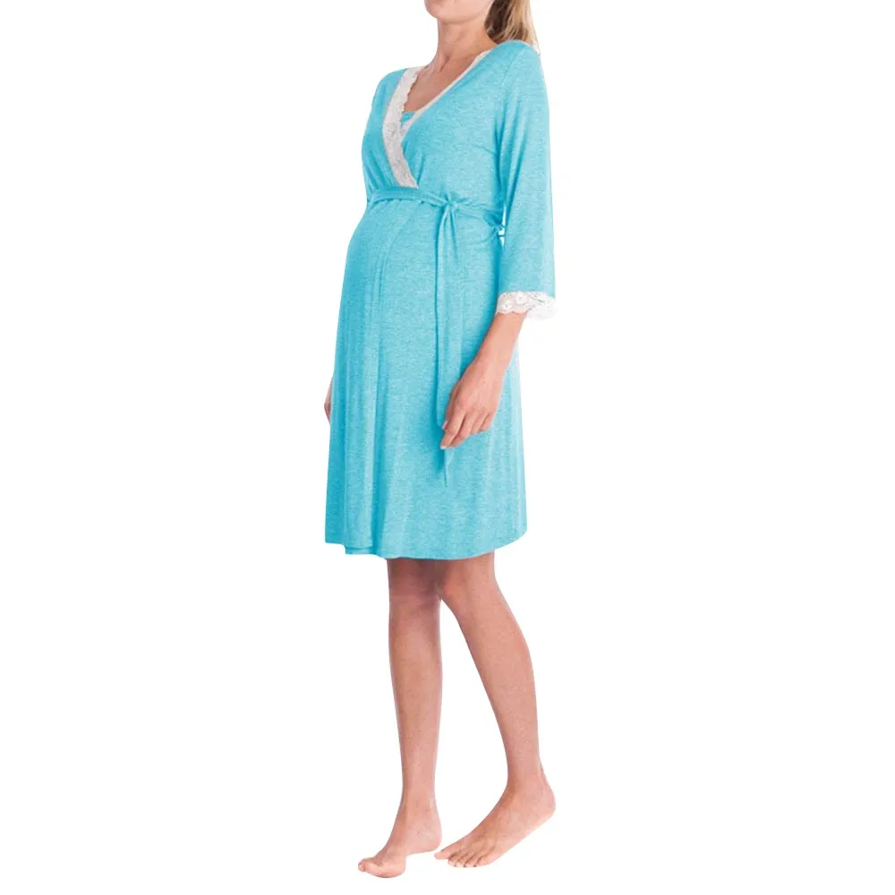 Maternity Pajamas Women Nursing Robe Delivery Nightgowns Breastfeeding