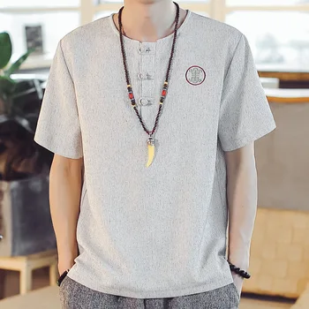 #0379 Front Button Cotton Linen T Shirt Men Round Neck Retro Vintage T-shirt Casual Short Sleeve Plus Size 4XL Summer Tops 2020
#0379 Front Button Cotton Linen T Shirt Men Round Neck Retro Vintage T-shirt Casual Short Sleeve Plus Size 4XL Summer Tops 2020