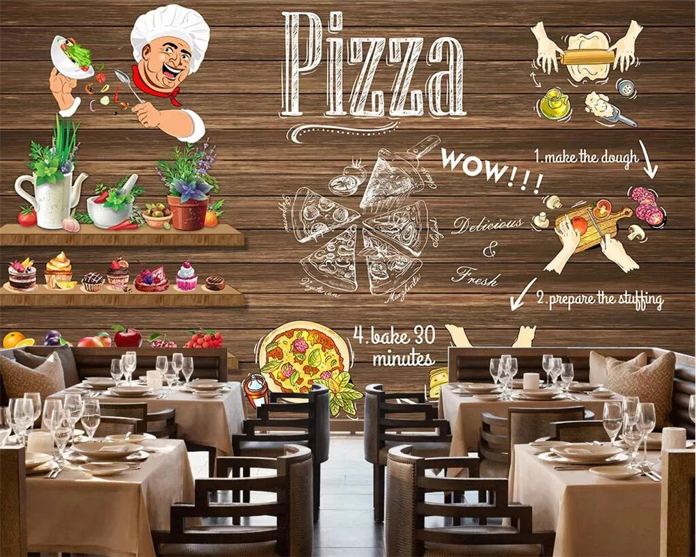 Custom wallpaper retro hand-painted pizza catering background wall wood grain graffiti western restaurant 3d wallpaper
Custom wallpaper retro hand-painted pizza catering background wall wood grain graffiti western restaurant 3d wallpaper