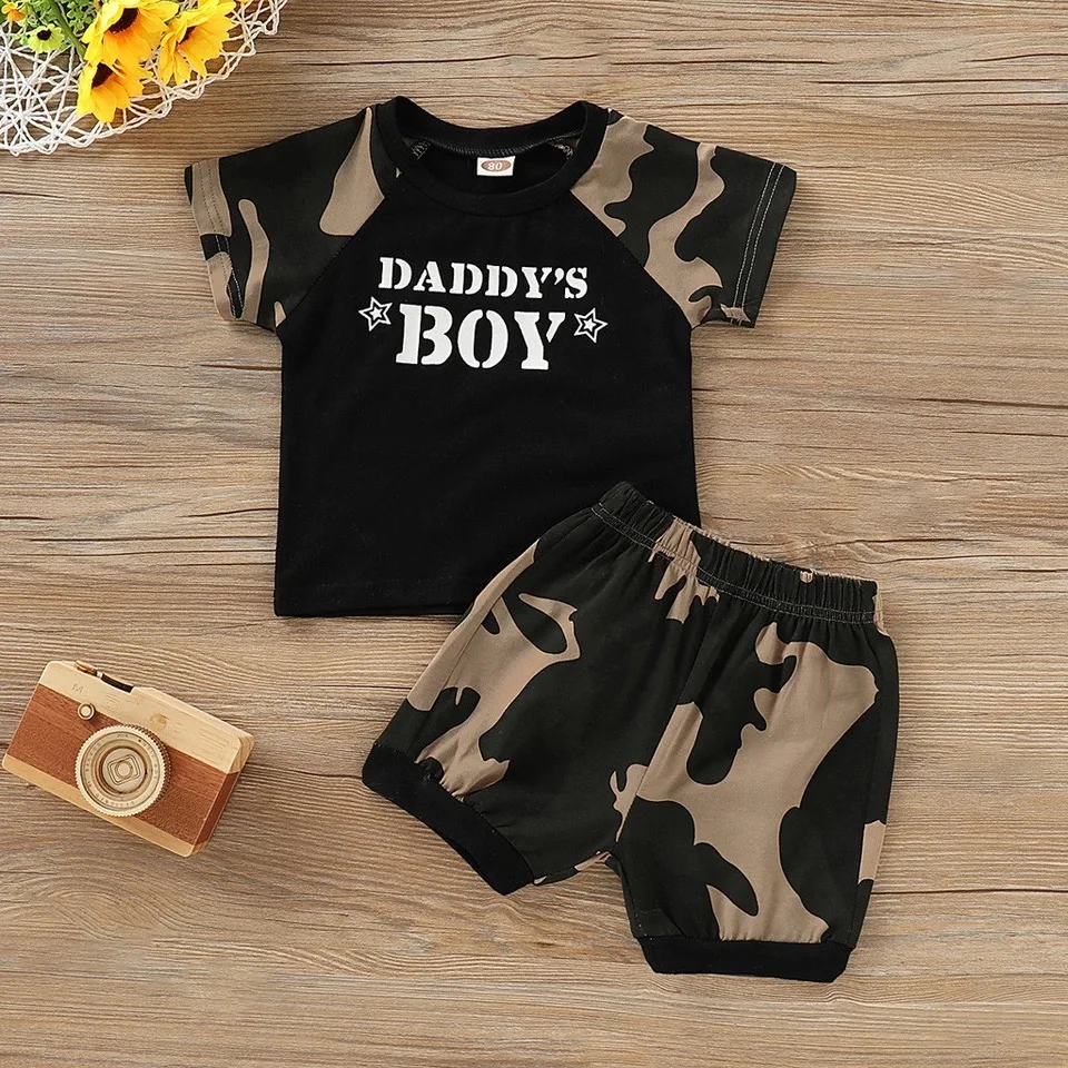 Summer Simple New Style Infant Baby Boy Clothes Sets Kid Letter Camouflage Printed Tops T-Shirt+Shorts infant 2pcs Outfits Set
Summer Simple New Style Infant Baby Boy Clothes Sets Kid Letter Camouflage Printed Tops T-Shirt+Shorts infant 2pcs Outfits Set