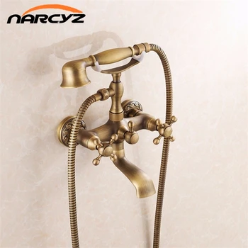 Bathtub Faucets Wall Mounted Antique Brass Brushed Bathtub Faucet With Hand Shower Bathroom Bath Shower Faucets Torneiras XT354
Bathtub Faucets Wall Mounted Antique Brass Brushed Bathtub Faucet With Hand Shower Bathroom Bath Shower Faucets Torneiras XT354