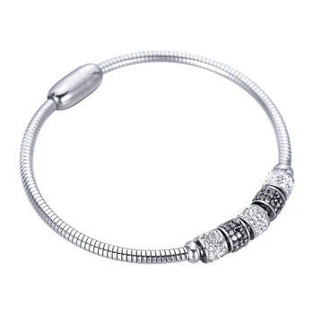 FUNIQUE Luxury Silver Color Stainless Steel Beaded Bracelet Bangles Round Snake Chain Magnetic Buckle Vintage Bracelet 17.5cm
FUNIQUE Luxury Silver Color Stainless Steel Beaded Bracelet Bangles Round Snake Chain Magnetic Buckle Vintage Bracelet 17.5cm