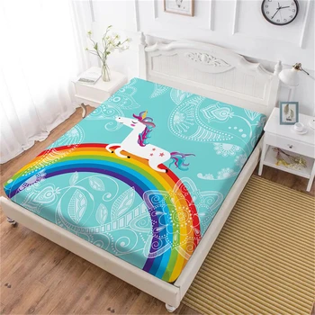 Cartoon Unicorn Bed Sheet Colorful Rainbow Fitted Sheet Multi-Color Flowers Print Bedclothes Deep Pocket Mattress Cover D35
Cartoon Unicorn Bed Sheet Colorful Rainbow Fitted Sheet Multi-Color Flowers Print Bedclothes Deep Pocket Mattress Cover D35
