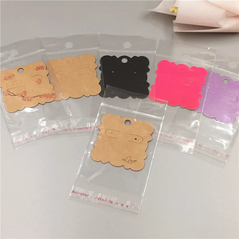 100Pcs/Lot 5x5cm Earring Card Square Handmade Flower Printing Kraft Paper Jewelry Display Accessory Card With 100 Opp Bags Sets
100Pcs/Lot 5x5cm Earring Card Square Handmade Flower Printing Kraft Paper Jewelry Display Accessory Card With 100 Opp Bags Sets