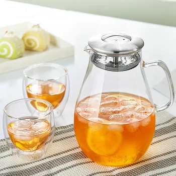 Heat-resistant glass teapot high temperature cold water bottle pot teak juice Juice cans large capacity glass kettle
Heat-resistant glass teapot high temperature cold water bottle pot teak juice Juice cans large capacity glass kettle