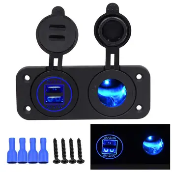 5V 4.2A Dual 2 USB Port Charger with Light Cigarette Lighter Socket Splitter For Car Auto Motorcycle Truck Boat Marine New
5V 4.2A Dual 2 USB Port Charger with Light Cigarette Lighter Socket Splitter For Car Auto Motorcycle Truck Boat Marine New