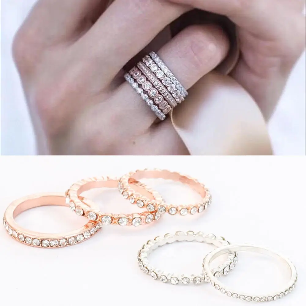 5PCs/Set Elegant Women Wedding Jewelry Vintage Style Sparkly Rose Crystal Ring Rhinestone Stackable Rings Set Brincos
5PCs/Set Elegant Women Wedding Jewelry Vintage Style Sparkly Rose Crystal Ring Rhinestone Stackable Rings Set Brincos
