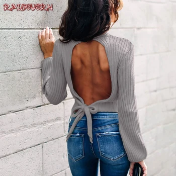 RAISEVERN Autumn Women Sweater New Slim Winter Knitted Sweater Long Sleeve Knitting Pullover Backness Bow Tie Women Sweaters
RAISEVERN Autumn Women Sweater New Slim Winter Knitted Sweater Long Sleeve Knitting Pullover Backness Bow Tie Women Sweaters