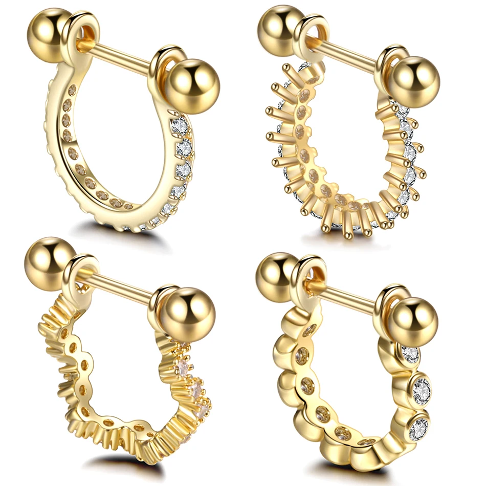 1PC Prong Setting Zircon Gold Nose Hoop Helix Cartilage Earring Daith Snug Rook Tragus Ring Ear Piercing Jewelry
1PC Prong Setting Zircon Gold Nose Hoop Helix Cartilage Earring Daith Snug Rook Tragus Ring Ear Piercing Jewelry