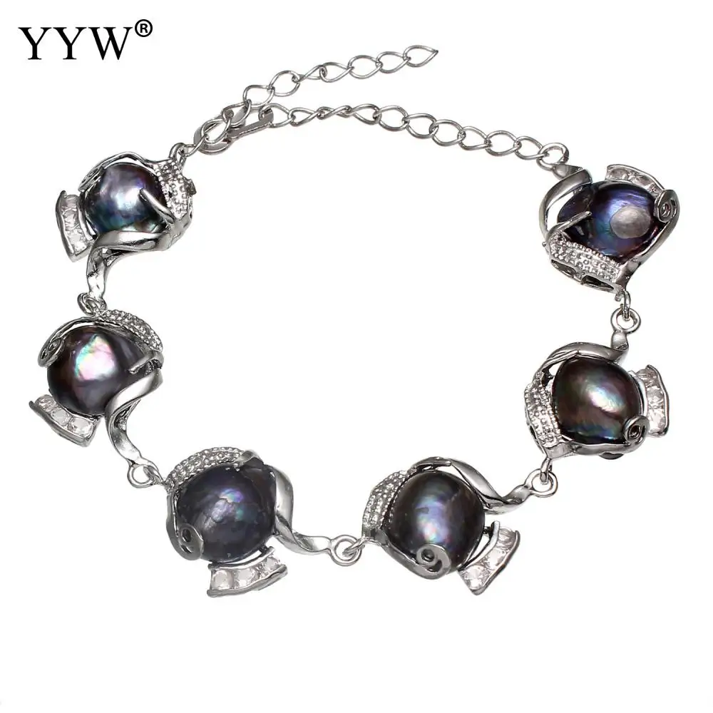Woman Black Pearl Beads Charms Bracelet Freshwater Cultured Pearl Bracelets Flower Silver Color Plated Approx 9 Inch Strand
Woman Black Pearl Beads Charms Bracelet Freshwater Cultured Pearl Bracelets Flower Silver Color Plated Approx 9 Inch Strand