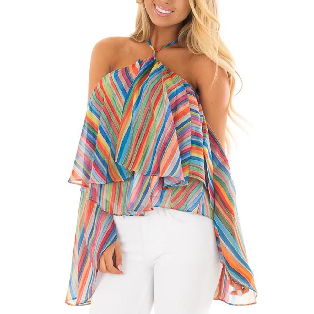 2019 Women Sexy Off The Sholuder Tee Tops Fashion Rainbow Striped Printed Ladies Casual Tops T Shirt Autumn Winter Female Blusas
2019 Women Sexy Off The Sholuder Tee Tops Fashion Rainbow Striped Printed Ladies Casual Tops T Shirt Autumn Winter Female Blusas