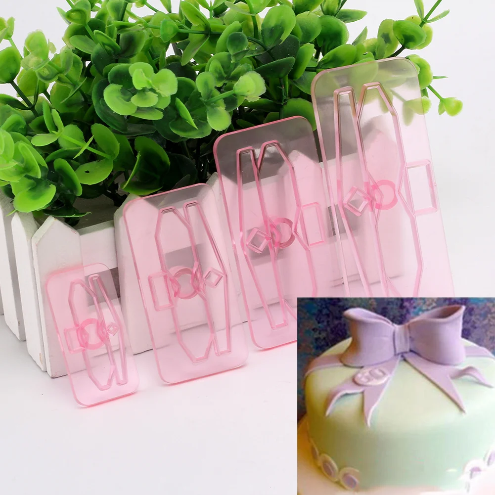 4pcs Plastic Bows Bowknot Cake Cutter Fondant Mold Icing Cookie Biscuit Embosser Chocolate Press Decor Sugarcraft DIY Plunger
4pcs Plastic Bows Bowknot Cake Cutter Fondant Mold Icing Cookie Biscuit Embosser Chocolate Press Decor Sugarcraft DIY Plunger