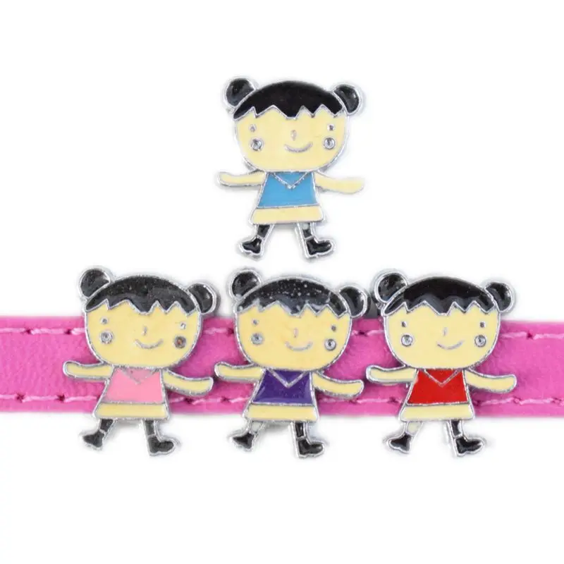 Фото 8mm Hole Sweet Adorable Girl Kids Slide Charms Beads DIY Accessories Handmade Jewelry For Bracelets Key Chains Pet Collar | Украшения и