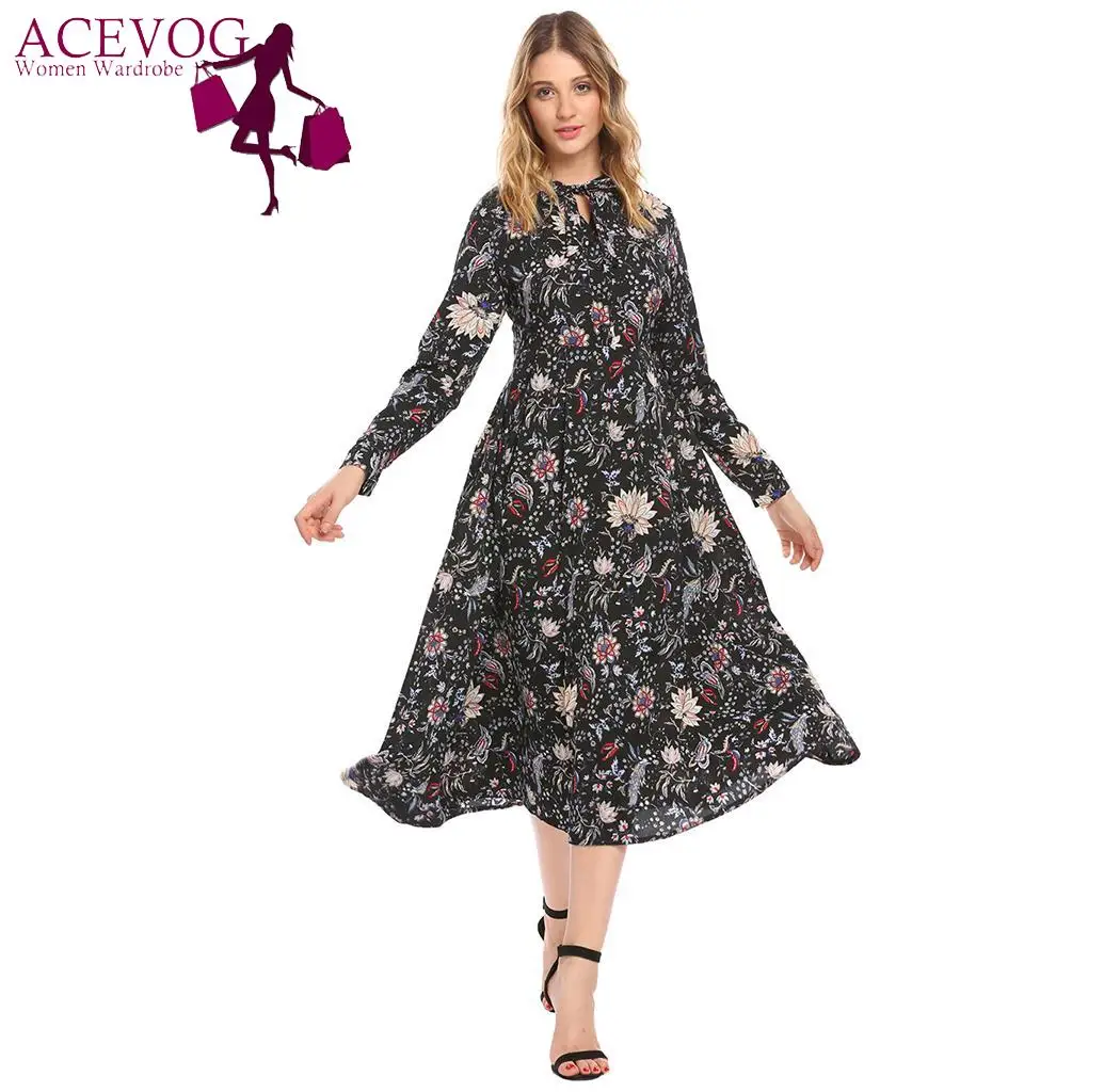 ACEVOG Vintage Style Women Dress Long Sleeve Spring Summer Dress for Lady Button Down Belted Floral Printed Party Midi Dress
ACEVOG Vintage Style Women Dress Long Sleeve Spring Summer Dress for Lady Button Down Belted Floral Printed Party Midi Dress