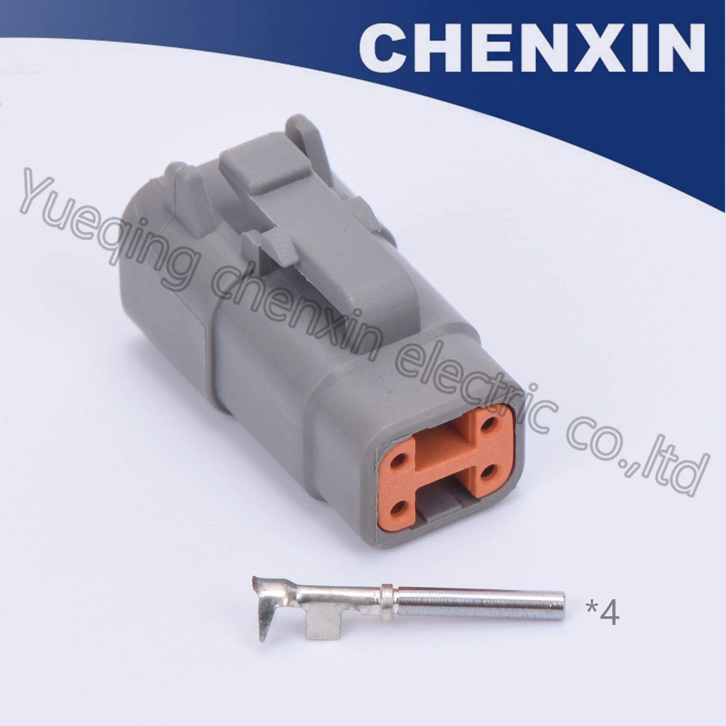 Grey 4 pin automotive waterproof auto connector (orange clip)1.0 female DTM series with stamped crimping terminal DTM06-4S
Grey 4 pin automotive waterproof auto connector (orange clip)1.0 female DTM series with stamped crimping terminal DTM06-4S