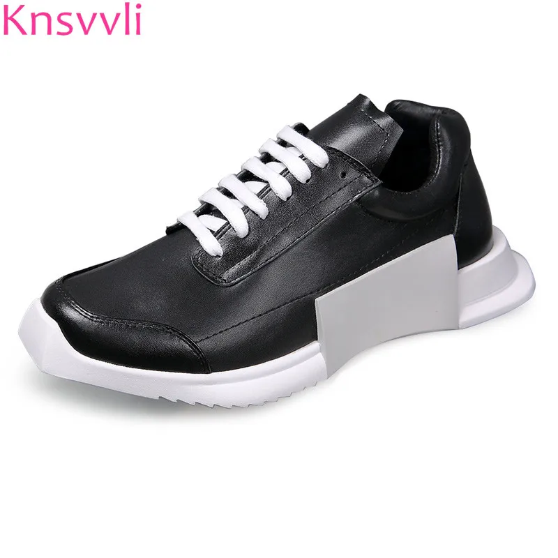 Knsvvli genuine leather fashion comfort flat sneakers women lace up black white thick sole breathable casual shoes zapatos mujer
Knsvvli genuine leather fashion comfort flat sneakers women lace up black white thick sole breathable casual shoes zapatos mujer