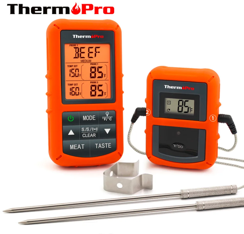ThermoPro TP-20 Remote Wireless Digital BBQ, Oven, Meat Thermometer Home Use Stainless Steel Probe Large Screen with Timer
ThermoPro TP-20 Remote Wireless Digital BBQ, Oven, Meat Thermometer Home Use Stainless Steel Probe Large Screen with Timer